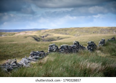 Stone Walls On Moorland In The Pennines