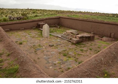 Stone Walls Uncovered By Archaeologists At The Puma Punku Section Of Tiwanaku, A UNESCO World Heritage Site Near La Paz, Tiwanaku Bolivia