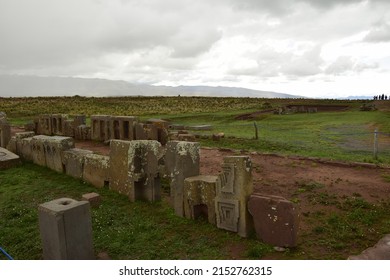 Stone Walls Uncovered By Archaeologists At The Puma Punku Section Of Tiwanaku, A UNESCO World Heritage Site Near La Paz, Tiwanaku Bolivia