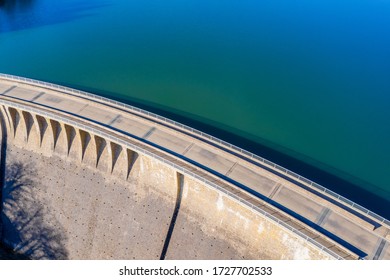 Stone Water Dam In The Sun From Above