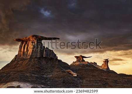 Stone Wings, bizarre rock formations in Bisti Badlands, New Mexico, USA