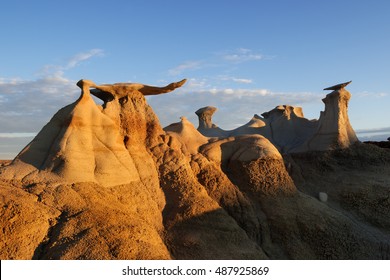 Stone Wings rock formation at sunrise in Bisti Wilderness area, New Mexico