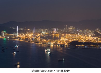 Stonecutters Island At Night, Hong Kong