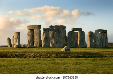 Stonehenge near Amesbury, Wiltshire, England, in the late afternoon on a cold Winter's day