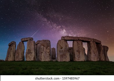 Stonehenge and at night under a star filled sky