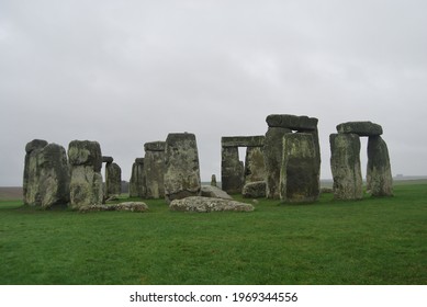 stonehenge on a cold rainy afternoon