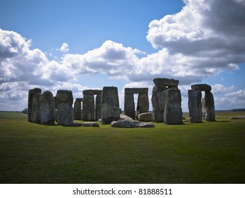 Stonehenge in pool of light. Prehistoric monument located in the English county of Wiltshire