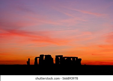 Stonehenge At Sunset.