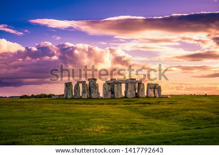 Stonehenge at sunset in England 