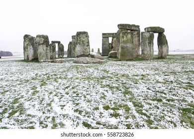 Stonehenge In The Winter With Snow