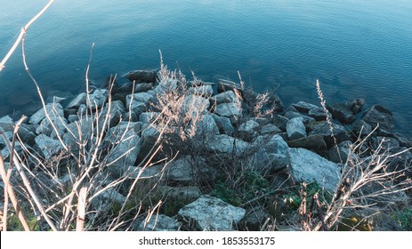 Stones By The Lake ,Liptovská Mara View Ot Autumn, Slovak Republic