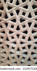 Stone's Mesh Window Made Of Mughal Dynasty. Ornament Lattice Window In Allahabad India

