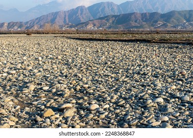 Stones and pebbles in the dormant river