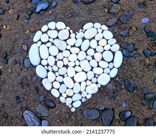 Stones Pebbles Shape Heart Love Beach Stock Photo 2141237775 