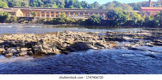 Stones In Piracicaba River Sao Paulo Brazil, Sugarcane Mill