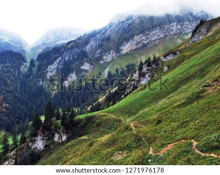 Stones and rocks of mountain masses Alpstein - Canton of Appenzell Innerrhoden, Switzerland