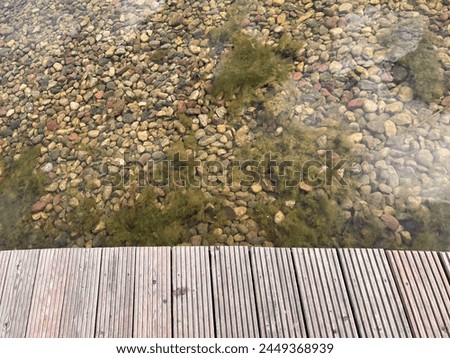 Stones in the water, stone bottom of the river, calm shallow water, stones at the bottom Riverbed cobblestones, Submerged water stones, Smooth river pebbles, Water-worn river pebbles, Riverbed gravel
