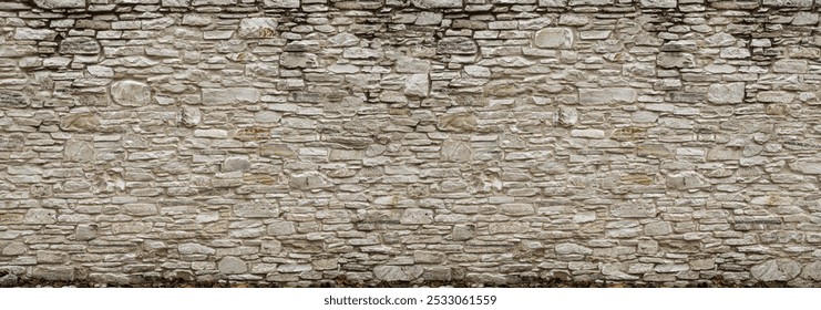 Stonework panoramic  background. The texture of the stone wall.
