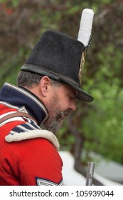 STONEY CREEK, ONTARIO CANADA - JUNE 3:British Soldier At A War Of 1812 Re-enactment At Stoney Creek Ontario, June 3, 2012