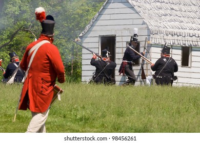 STONEY CREEK, ONTARIO, CANADA - JUNE 6 : Battle Scene During A War Of 1812 Re-enactment At Stoney Creek Ontario Canada, June 6, 2011