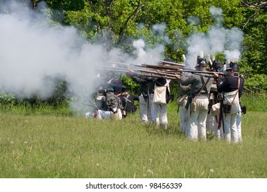 STONEY CREEK, ONTARIO, CANADA - JUNE 6 : Battle Scene During A War Of 1812 Re-enactment At Stoney Creek Ontario Canada, June 6, 2011