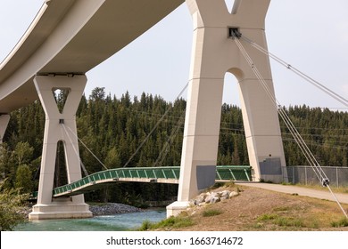 Stoney Trail Bridge over Bow River in the northwest Calgary, Alberta, Canada