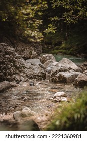 Stony Flowing Brook In The Magic Forest