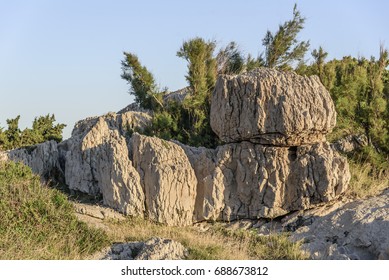 Stony Porous Soil With Sandstone Stones. Adriatic.