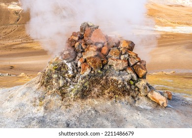 Stony Steam Vent At The Námafjall Hverir Viewpoint At Mývatn, Iceland