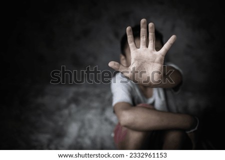 Stop abusing boy violence , human trafficking,  Human Rights Day concept.