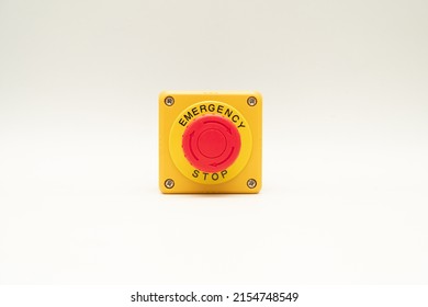 Stop Button and the Hand of Worker About to Press it. emergency stop button. Big Red emergency button or stop button for manual pressing. - Shutterstock ID 2154748549
