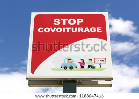 Stop carpool point panel in France