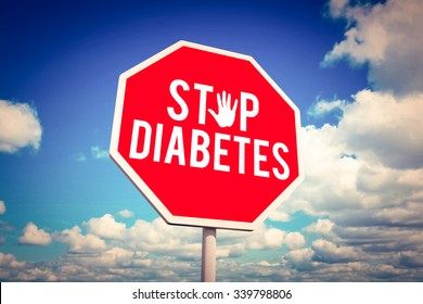 Stop diabetes against scenic view of blue sky