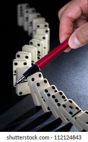 Stop The Domino Effect Concept For Solution To A Problem