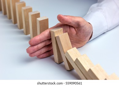 Stop Domino Effect - Hand Prevents Failure