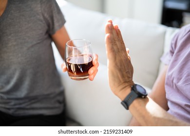 Stop Drinking Alcohol. Refuse Glass Of Whisky. Say No