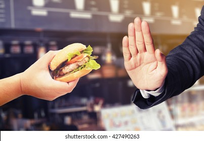 Stop Eating Hamburger Fast Food , Diet Concept Background