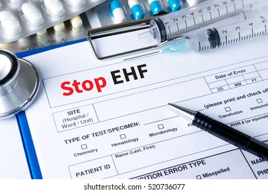 Stop EHF (Ebola Hemorrhagic Fever) Doctor Work With Medical Equipment 