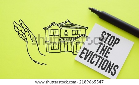 Stop the evictions is shown using a text