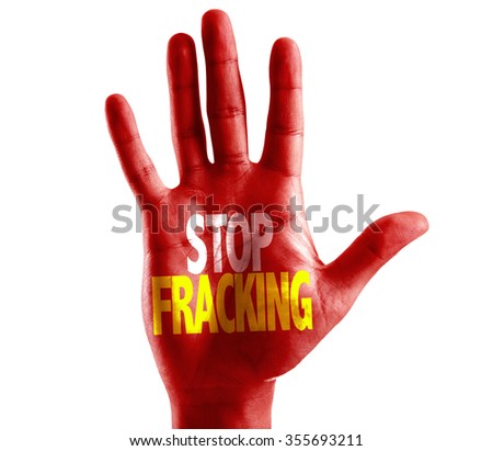 Stop Fracking written on hand isolated on white background