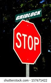 stop gridlock sign concept for traffic or government  stalemate