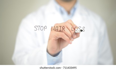 Stop Hair Loss , Doctor Writing On Transparent Screen