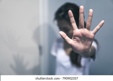 Stop Harassment And Abuse In Relationship. Hand Stop No