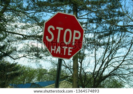 stop hate stop sign 