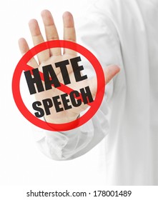 Stop Hate Speech Sign On Hand