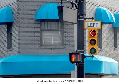 Stop Light Says No Left Turn And No Walking