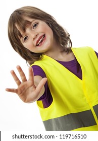 Stop - Little Girl With High Visibility Vest