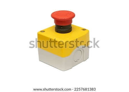 Stop Red Button. emergency stop button. Big Red emergency button or stop button for manual pressing. isolated on white background.