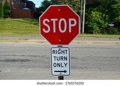 Stop Right Turn Only Signage