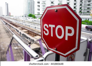 Stop Sign Inelectric  Train Station